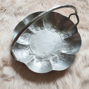 1950s Hand Forged Scalloped Dish Tray with Handle